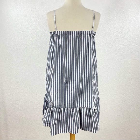 {ATM} Blue Striped Cotton Poplin Tent Mini Dress, Size XS - Picture 7 of 9